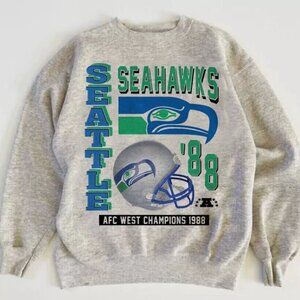 Vintage 1988 AFC Champions Seattle Seahawks Football Sweatshirt NFL Shirt tee